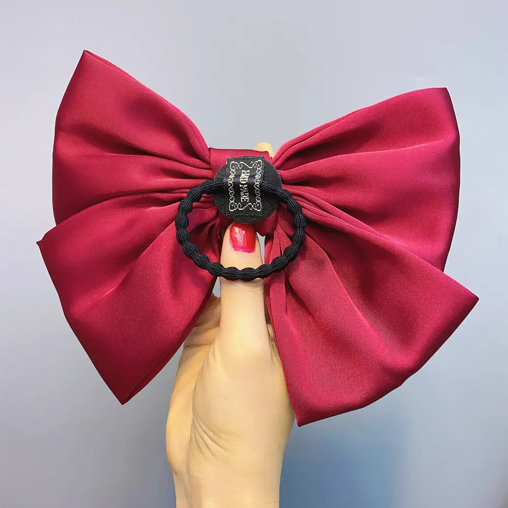 Black Satin Exaggerated Bow Hairpin Wholesale