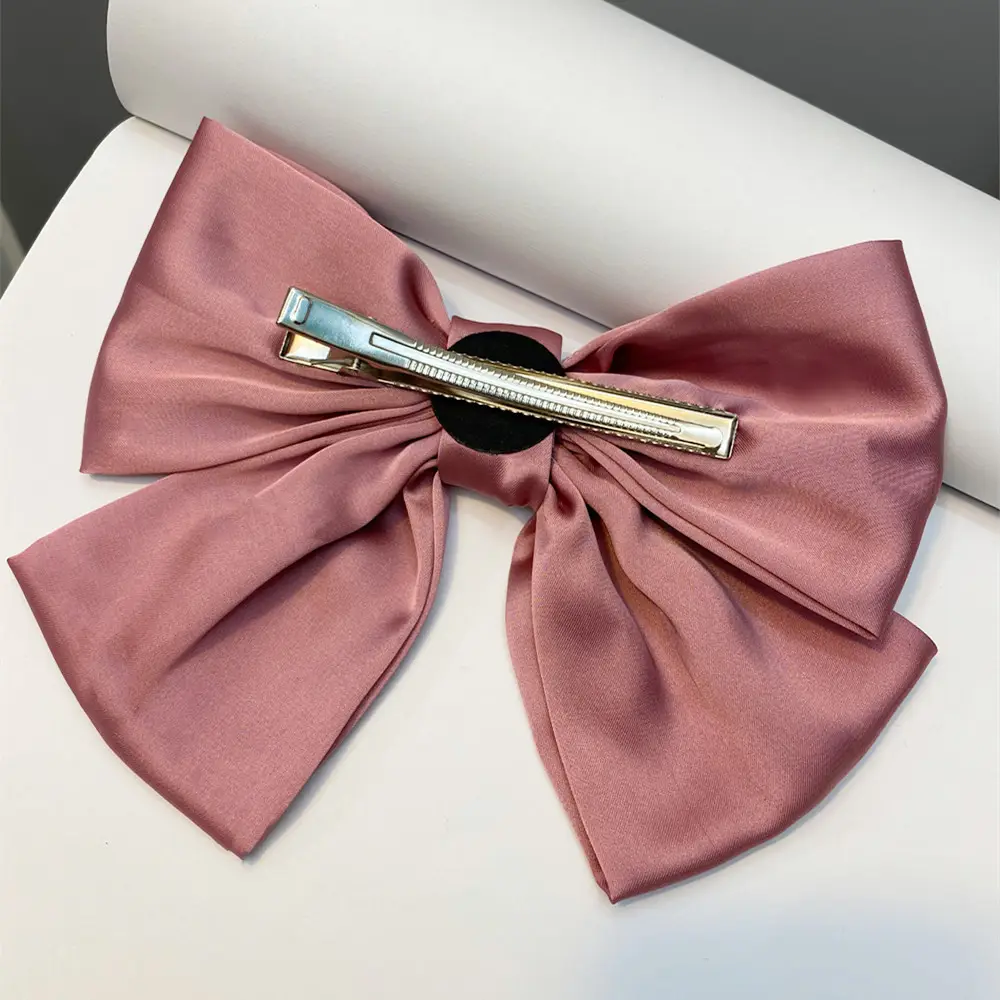 Black Satin Exaggerated Bow Hairpin Wholesale