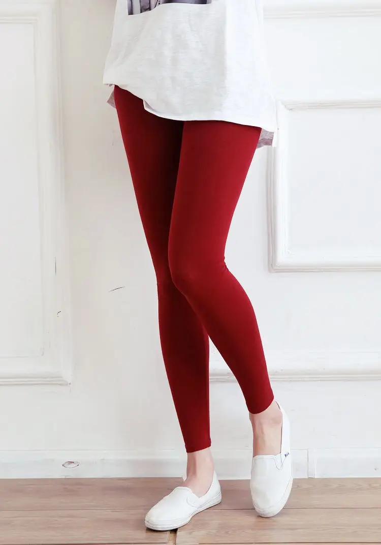 Women's Red Modal Leggings 2024 Summer Streetwear