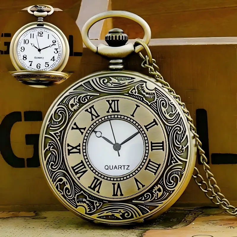Wholesale Personalized Hollow-Out Vintage Pocket Watch Flip-Top Quartz Watch Creative Dial Vintage Pocket Watch Unisex — feature 1
