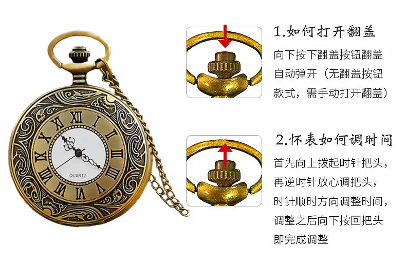 Wholesale Personalized Hollow-Out Vintage Pocket Watch Flip-Top Quartz Watch Creative Dial Vintage Pocket Watch Unisex — feature 12