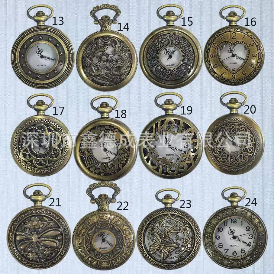 Wholesale Personalized Hollow-Out Vintage Pocket Watch Flip-Top Quartz Watch Creative Dial Vintage Pocket Watch Unisex — feature 17