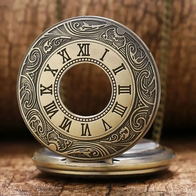 Wholesale Personalized Hollow-Out Vintage Pocket Watch Flip-Top Quartz Watch Creative Dial Vintage Pocket Watch Unisex — feature 3