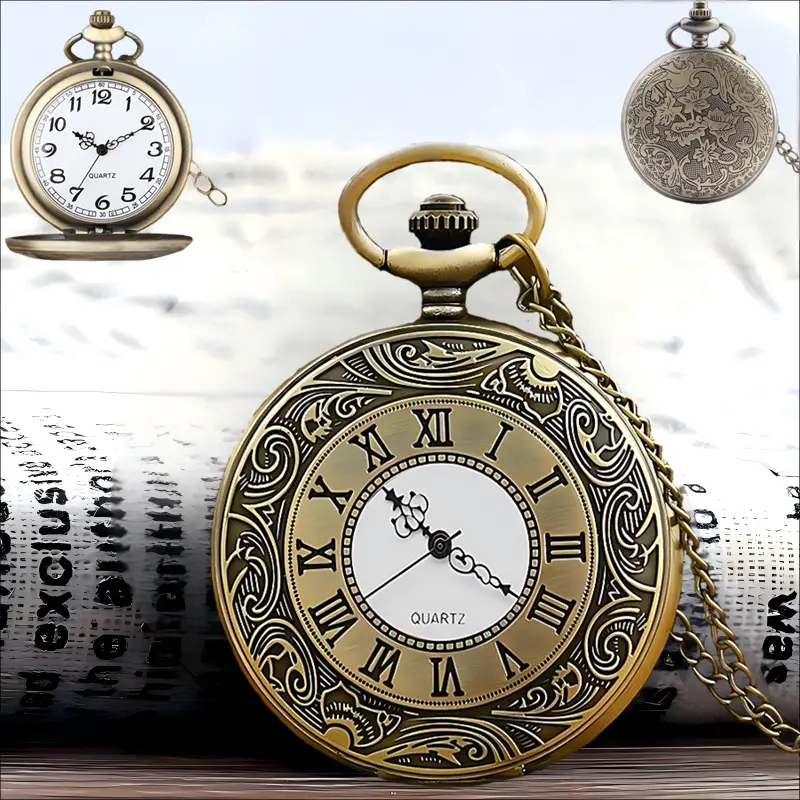 Wholesale Personalized Hollow-Out Vintage Pocket Watch Flip-Top Quartz Watch Creative Dial Vintage Pocket Watch Unisex — feature 4