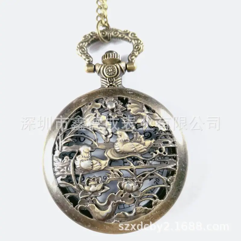 Wholesale Personalized Hollow-Out Vintage Pocket Watch Flip-Top Quartz Watch Creative Dial Vintage Pocket Watch Unisex