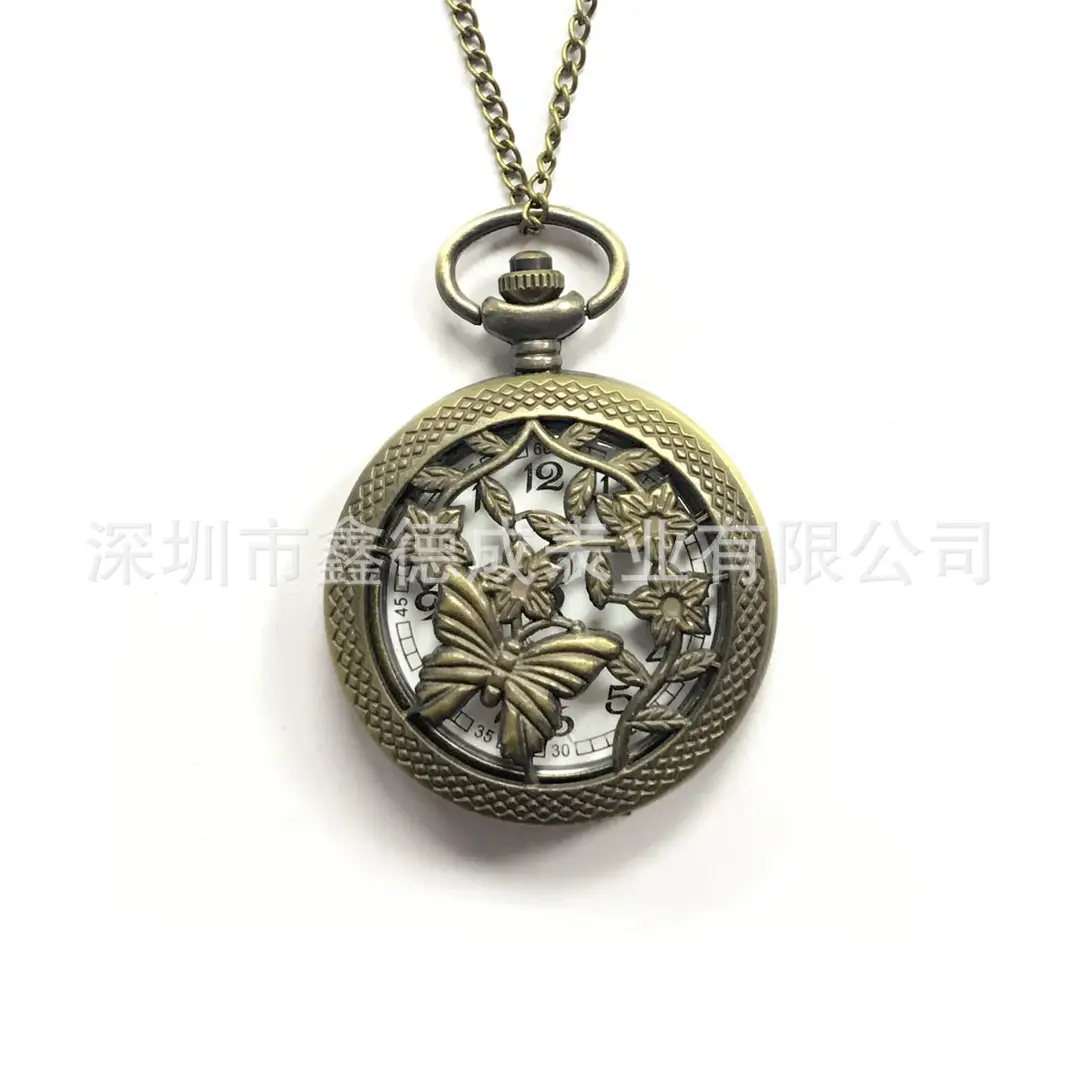 Wholesale Personalized Hollow-Out Vintage Pocket Watch Flip-Top Quartz Watch Creative Dial Vintage Pocket Watch Unisex