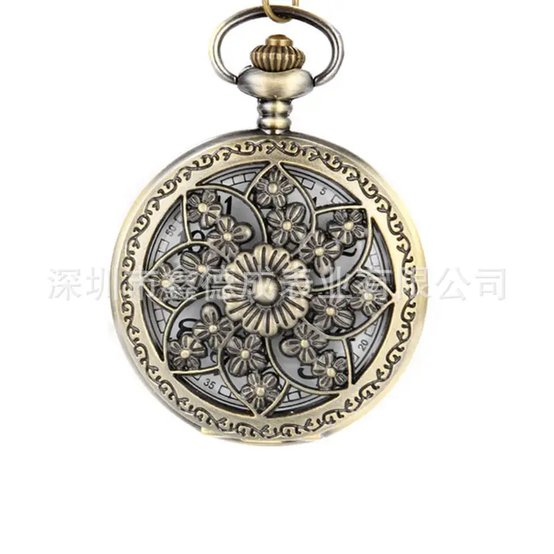 Wholesale Personalized Hollow-Out Vintage Pocket Watch Flip-Top Quartz Watch Creative Dial Vintage Pocket Watch Unisex