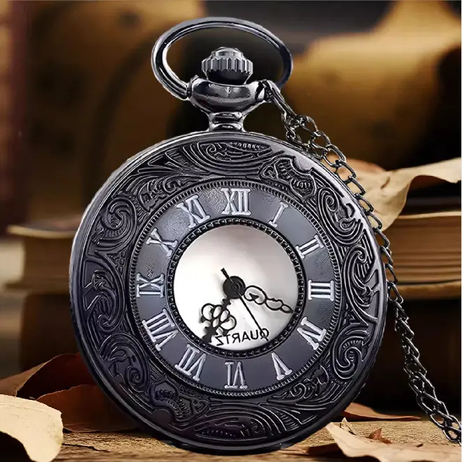 Wholesale Personalized Hollow-Out Vintage Pocket Watch Flip-Top Quartz Watch Creative Dial Vintage Pocket Watch Unisex
