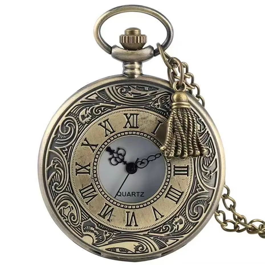 Wholesale Personalized Hollow-Out Vintage Pocket Watch Flip-Top Quartz Watch Creative Dial Vintage Pocket Watch Unisex