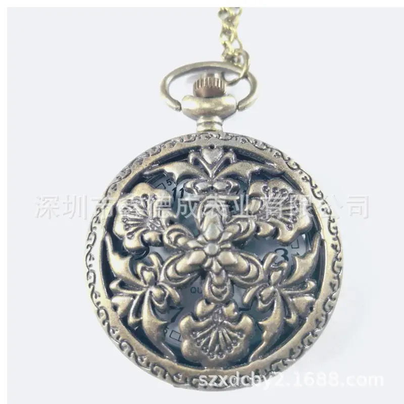 Wholesale Personalized Hollow-Out Vintage Pocket Watch Flip-Top Quartz Watch Creative Dial Vintage Pocket Watch Unisex