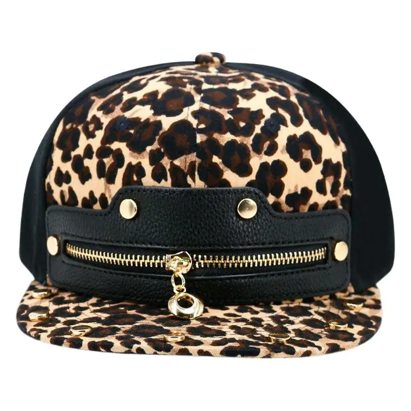 Leopard Print Zipper Cap for Men Women Summer Wear
