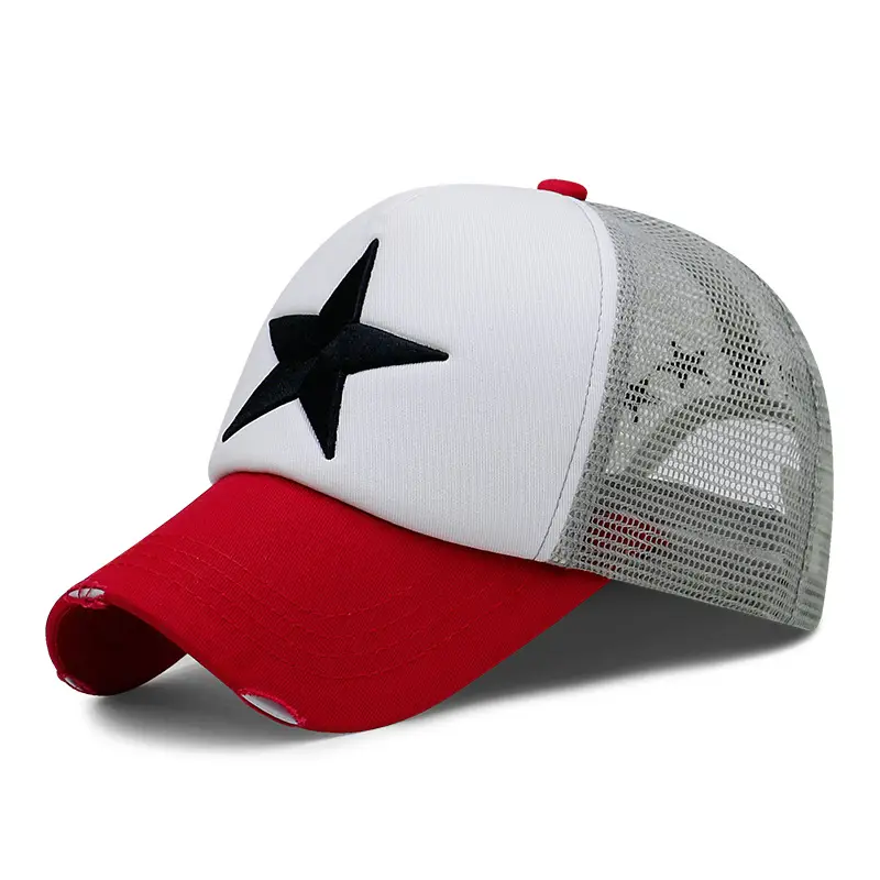 Five-pointed star-red white gray net
