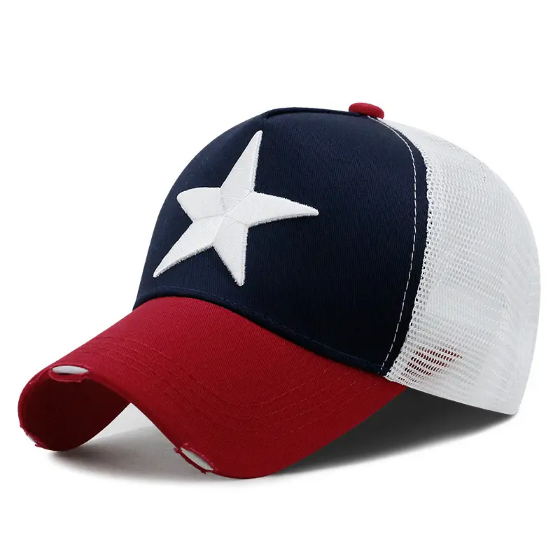 Korean Letter Baseball Cap with Mesh Back & UV Sunscreen