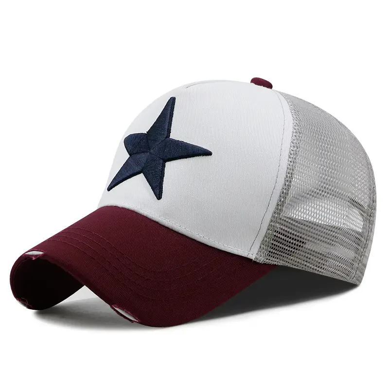 Korean Letter Baseball Cap with Mesh Back & UV Sunscreen