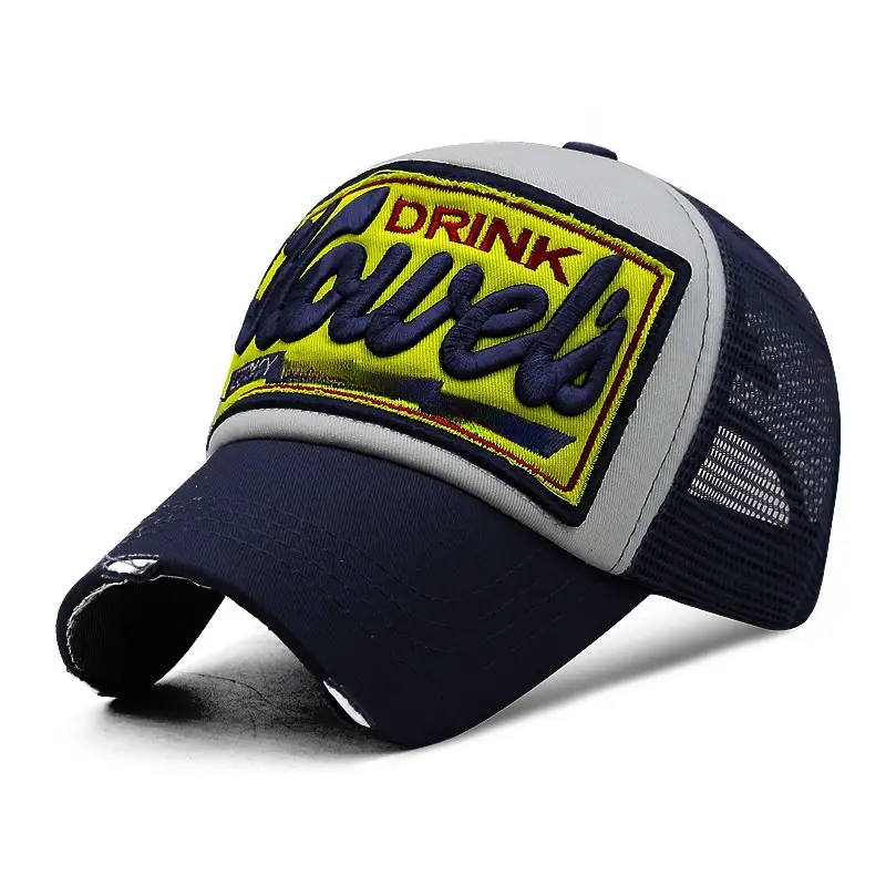 Korean Letter Baseball Cap with Mesh Back & UV Sunscreen