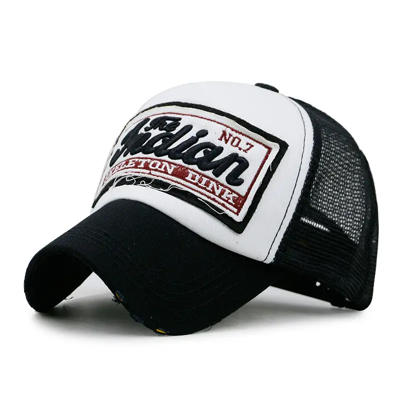 Korean Letter Baseball Cap with Mesh Back & UV Sunscreen