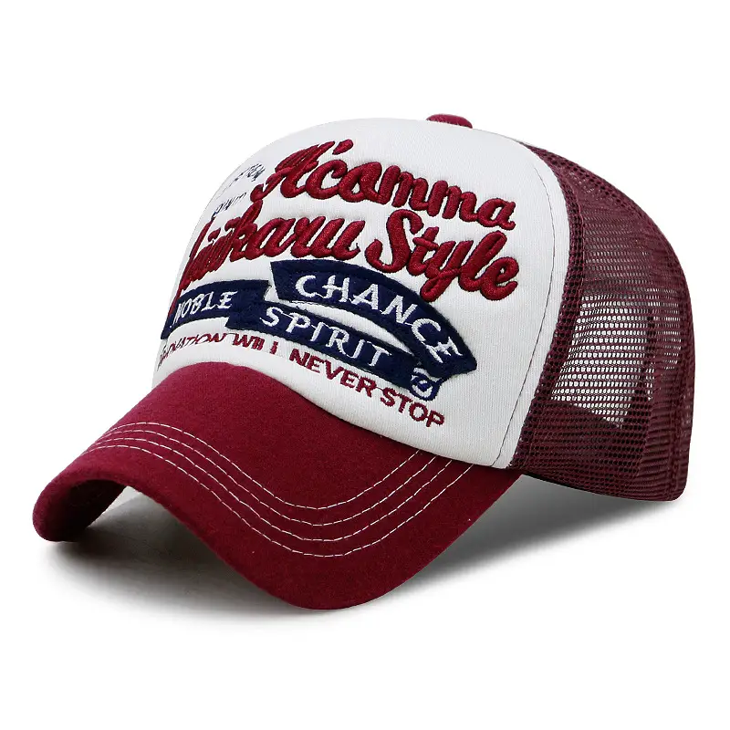 Korean Letter Baseball Cap with Mesh Back & UV Sunscreen