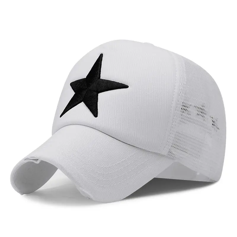 Korean Letter Baseball Cap with Mesh Back & UV Sunscreen