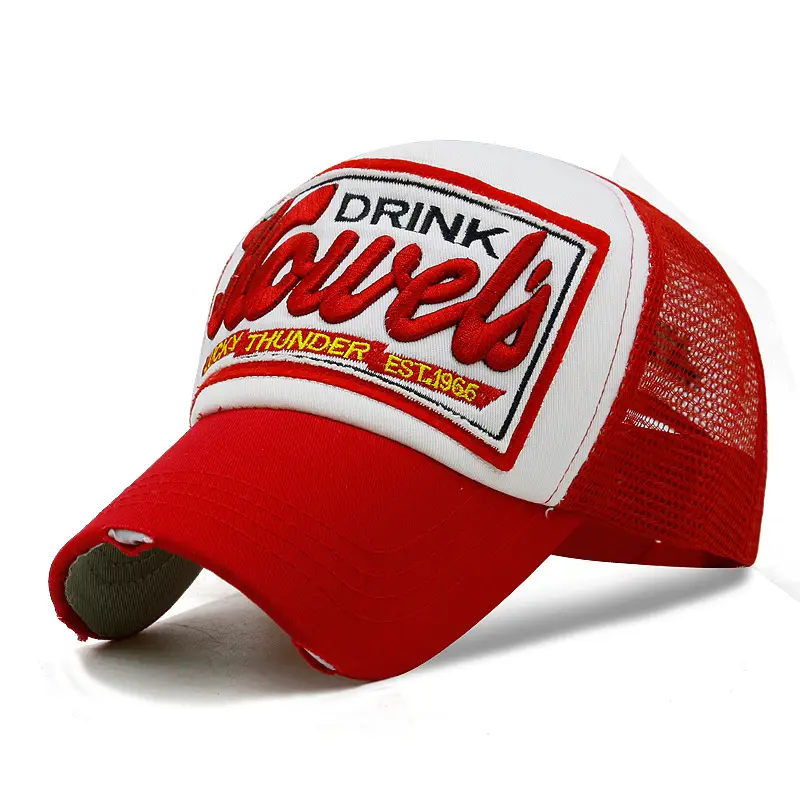 Korean Letter Baseball Cap with Mesh Back & UV Sunscreen