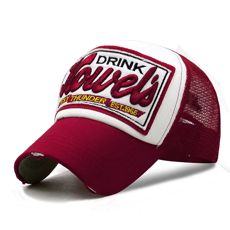 Korean Letter Baseball Cap with Mesh Back & UV Sunscreen