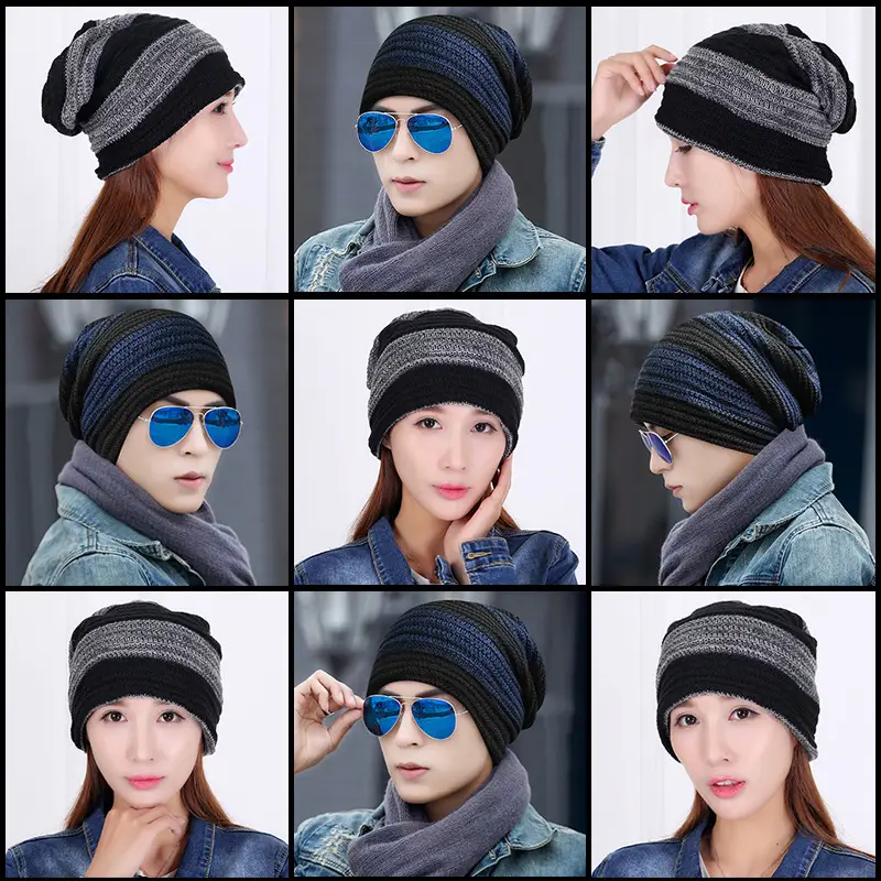 Men's Black Knitted Wool Cap Winter Warm Bag Cap - Image 10