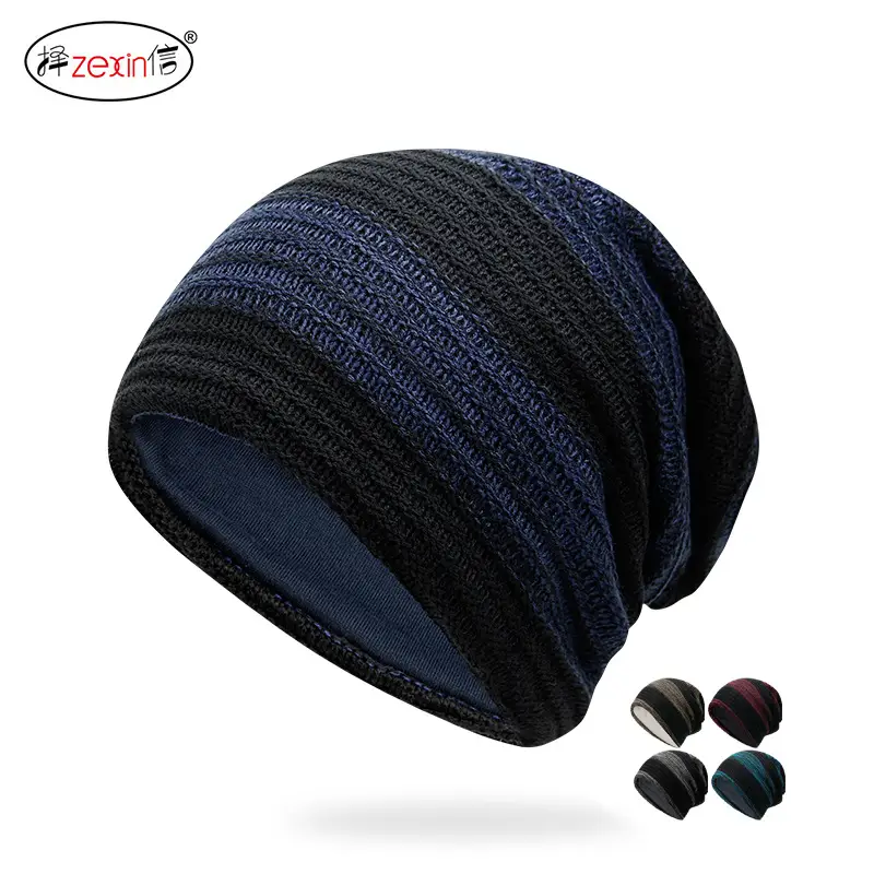 Men's Black Knitted Wool Cap Winter Warm Bag Cap - Image 11