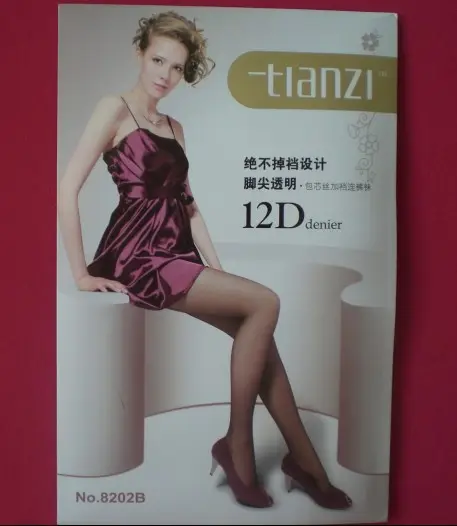 Tianzi 12D ultra-thin meat-penetrating toe transparent core-spun silk crotch pantyhose 8202 8202B - Image 2