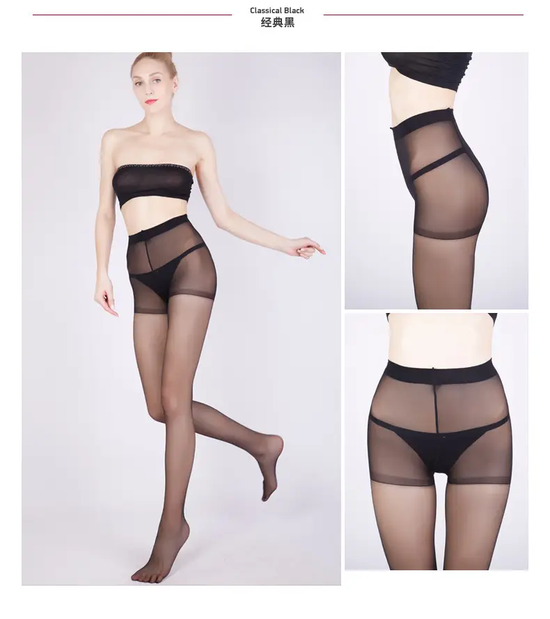 Tianzi 12D ultra-thin meat-penetrating toe transparent core-spun silk crotch pantyhose 8202 8202B - Image 5