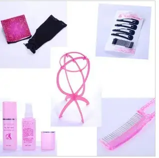 Wig Wearing Tools 5-Piece Set Pink Special Care