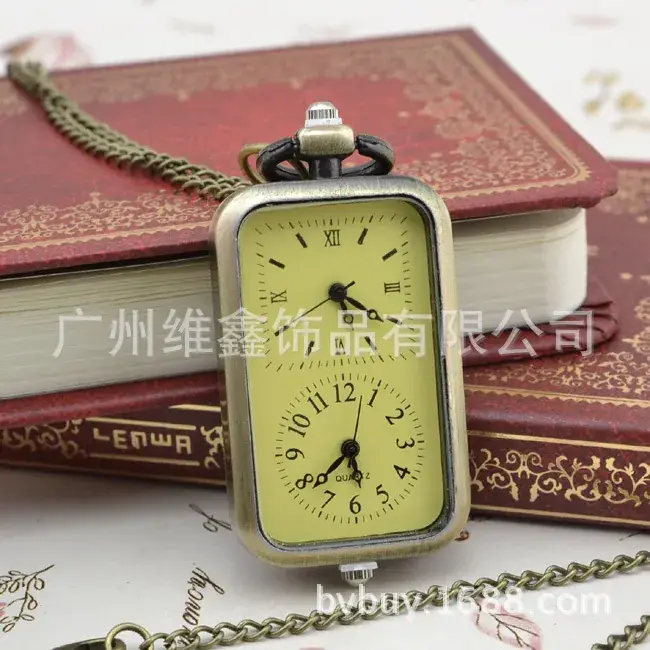 Retro Hanging Chain Watch Gold Plated Dual Movement - Image 3