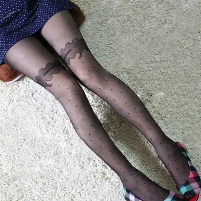 Tianzi 12D T crotch slim fake thigh polka dot socks pantyhose jacquard socks 8531 - Image 2