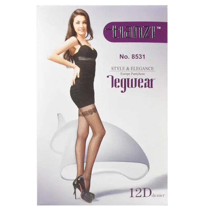 Tianzi 12D T crotch slim fake thigh polka dot socks pantyhose jacquard socks 8531 - Image 5