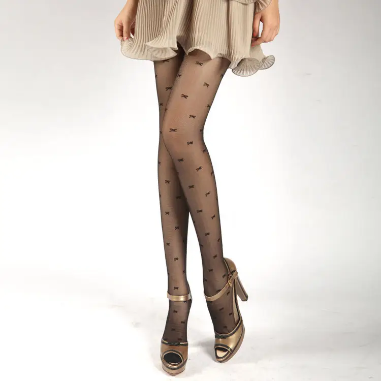 Summer ultra-thin 8D bow cored Silk T crotch cotton crotch jacquard pantyhose 8551 stockings for women Wholesale - Image 10