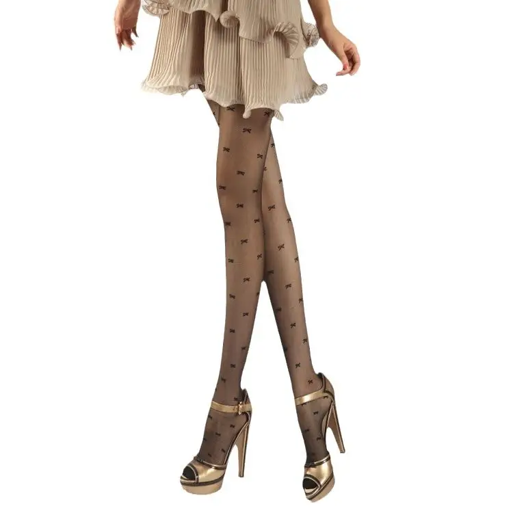 Summer ultra-thin 8D bow cored Silk T crotch cotton crotch jacquard pantyhose 8551 stockings for women Wholesale - Image 11