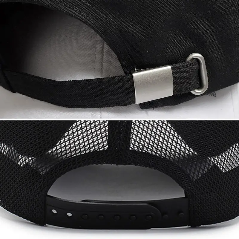 Men's Black Mesh Sun Hat with Extended Brim