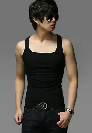 Men's Purple Cotton Square Collar Vest