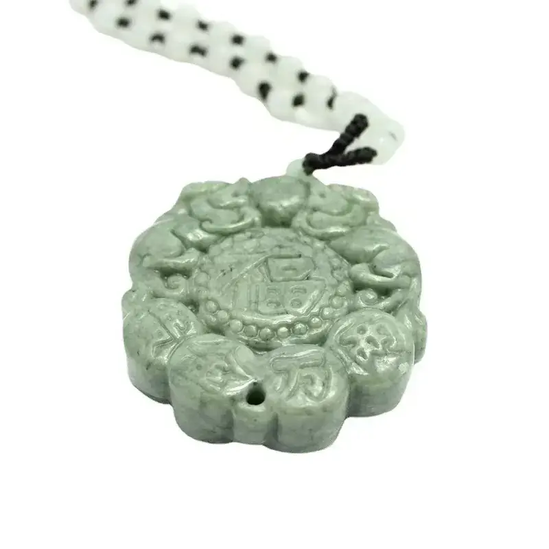 Vintage Jade Guan Gong Laughing Buddha Necklace Pendant - Image 8