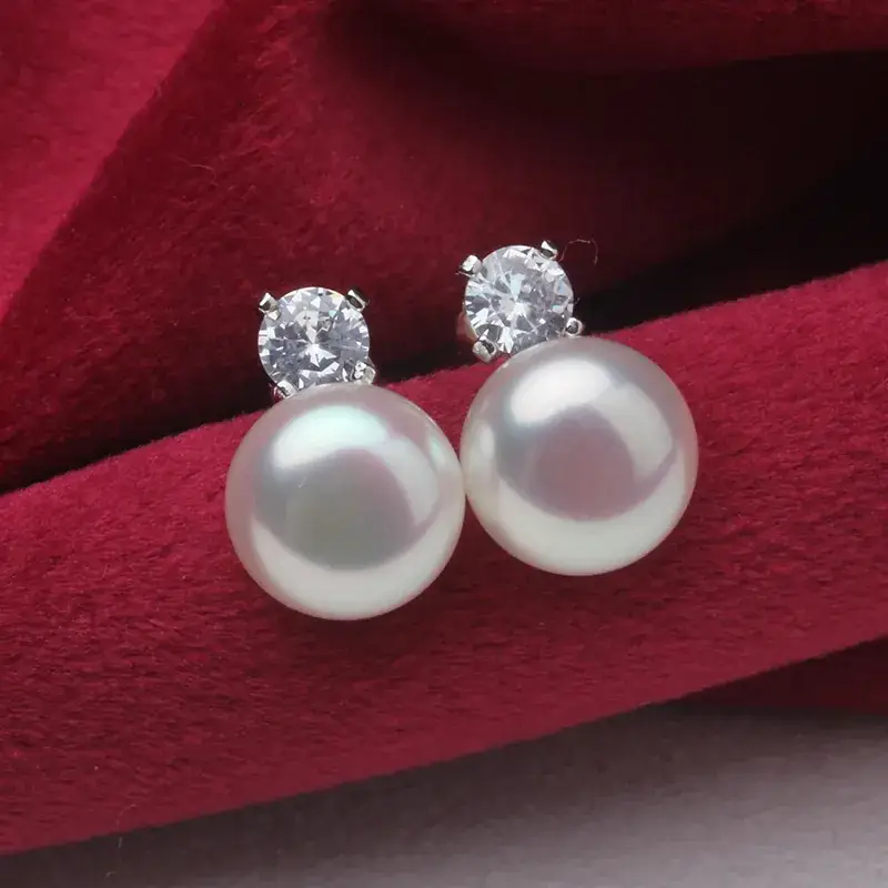 8-10-12mm Natural Freshwater Pearl Princess Earrings 925 Silver - Image 2