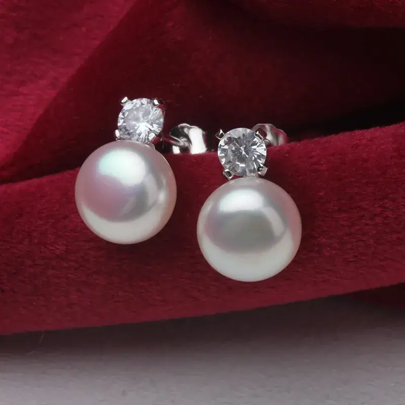 8-10-12mm Natural Freshwater Pearl Princess Earrings 925 Silver - Image 3