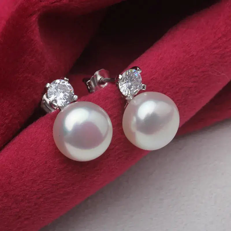 8-10-12mm Natural Freshwater Pearl Princess Earrings 925 Silver - Image 4