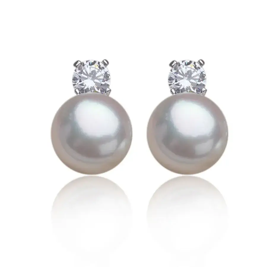 8-10-12mm Natural Freshwater Pearl Princess Earrings 925 Silver - Image 5
