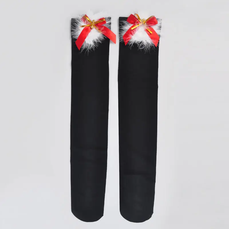 Beileisi Christmas outfit bow stockings 2021 sexy stockings thigh socks New Year socks Red - Image 2