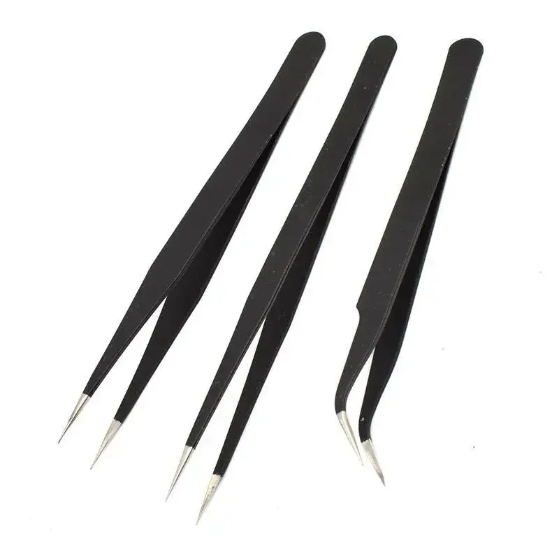 Anti-static curved tweezers stainless steel clip