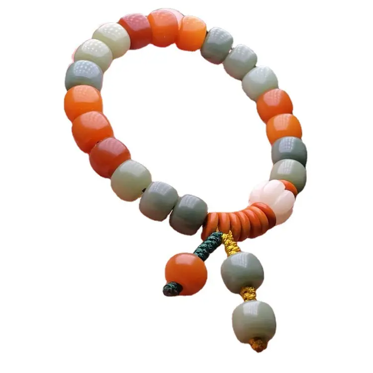 Natural Weathered Yin Leather Bracelet with Colorful Barrel Beads - Image 6