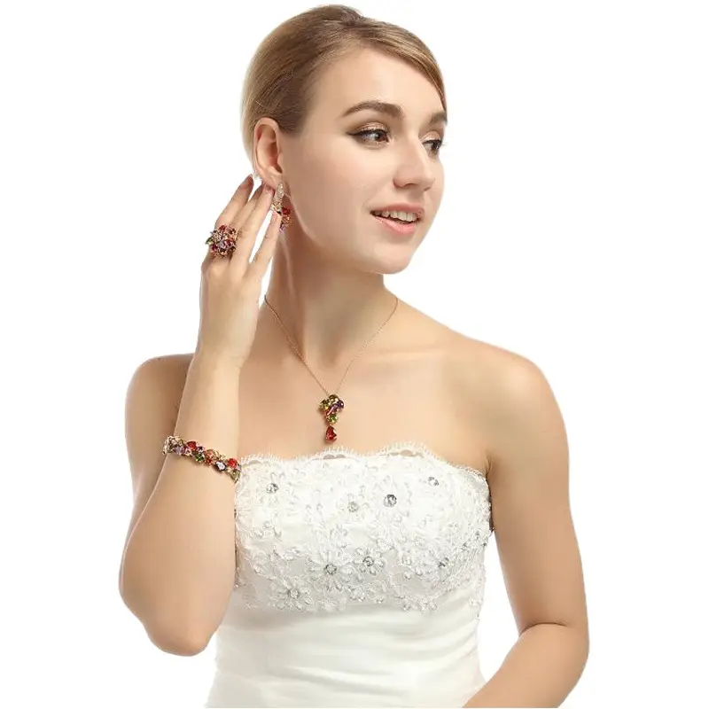 Rainbow Zircon Champagne Gold Bracelet 19cm