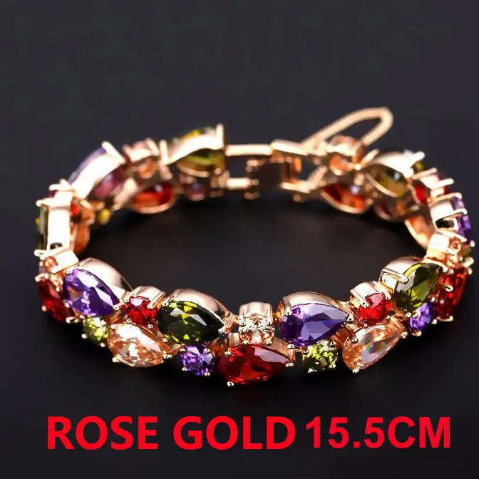 Rainbow Zircon Champagne Gold Bracelet 19cm