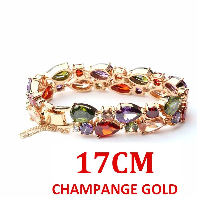 Rainbow Zircon Champagne Gold Bracelet 19cm