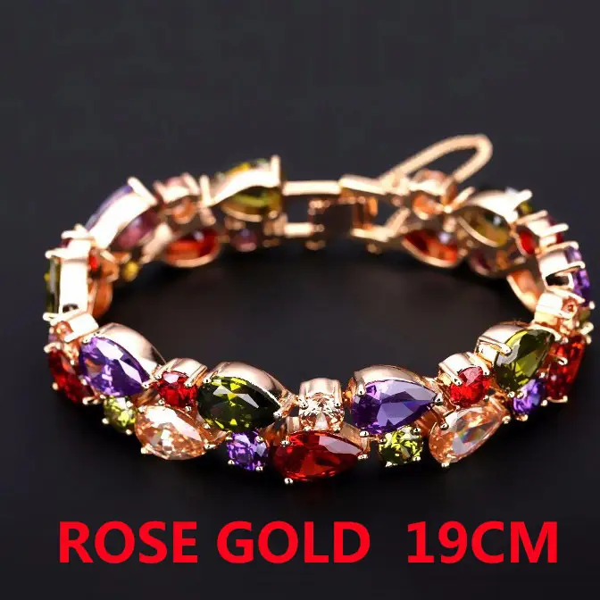 Rainbow Zircon Champagne Gold Bracelet 19cm