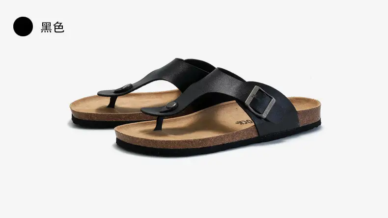 Men Cork Slippers Black Casual Summer Sandals — feature 19