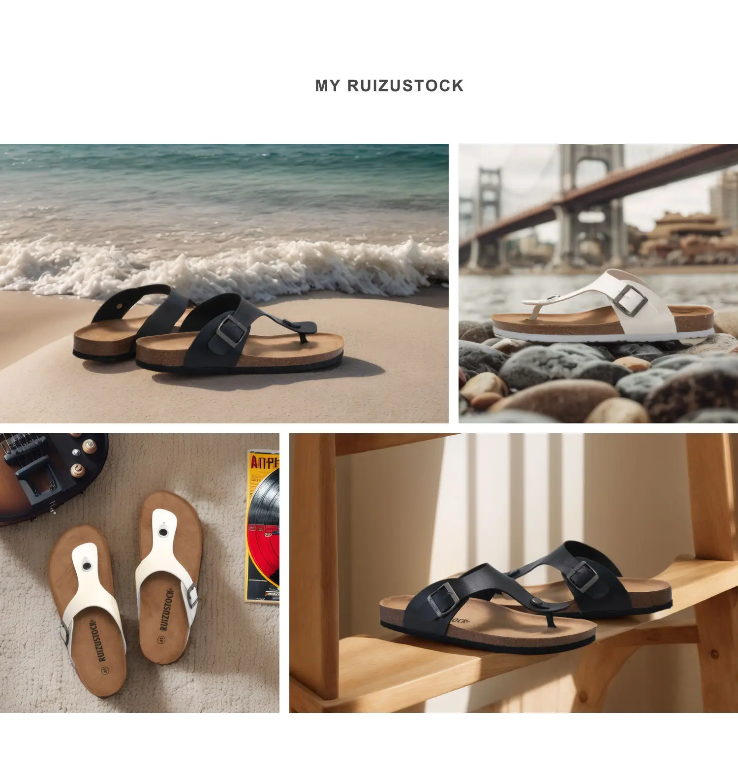 Men Cork Slippers Black Casual Summer Sandals — feature 3